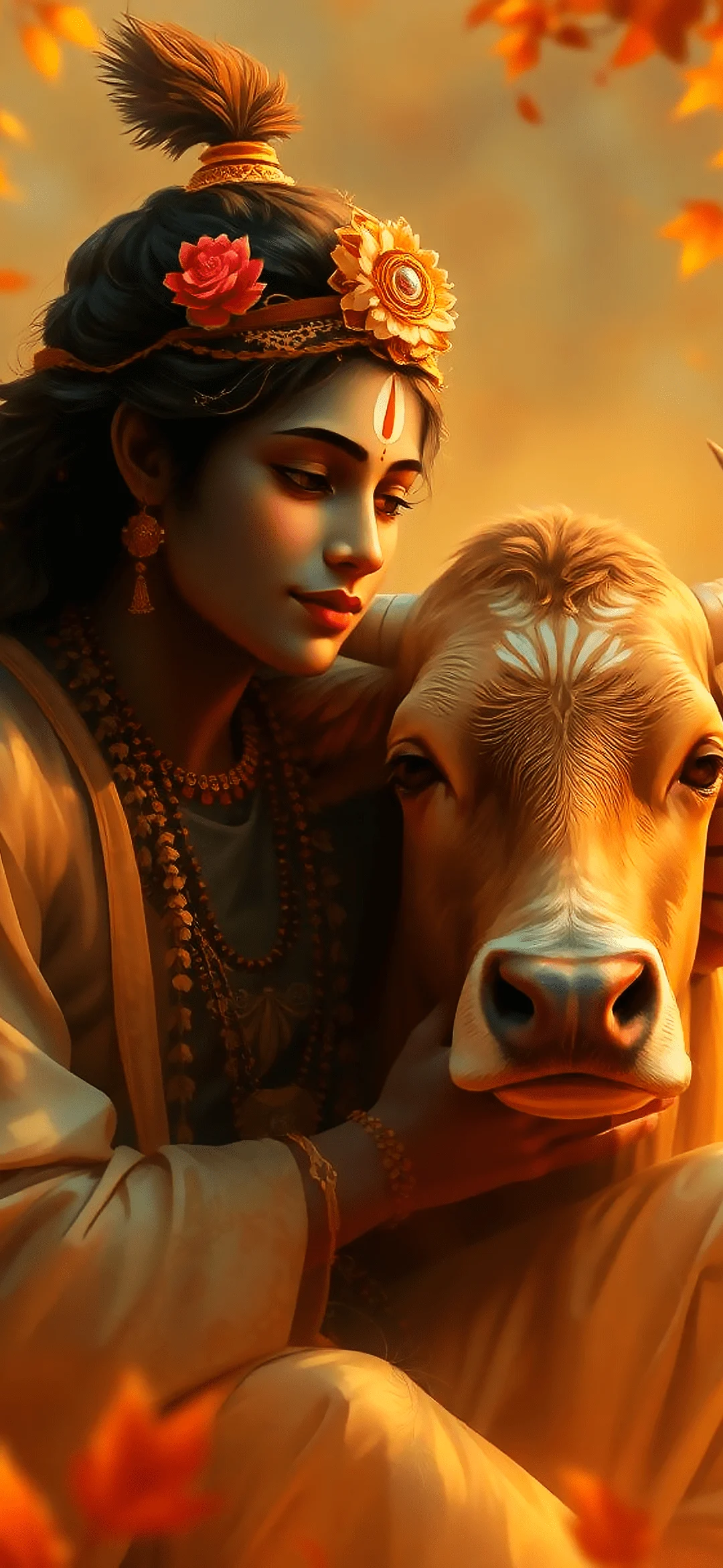 Krishna with cow wallpaper