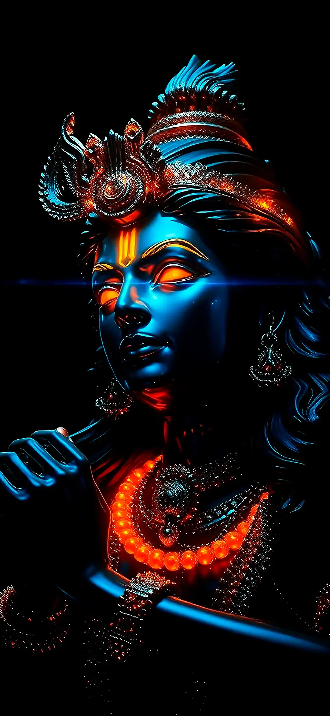 Lord Krisha in blue and orange style wallpaper