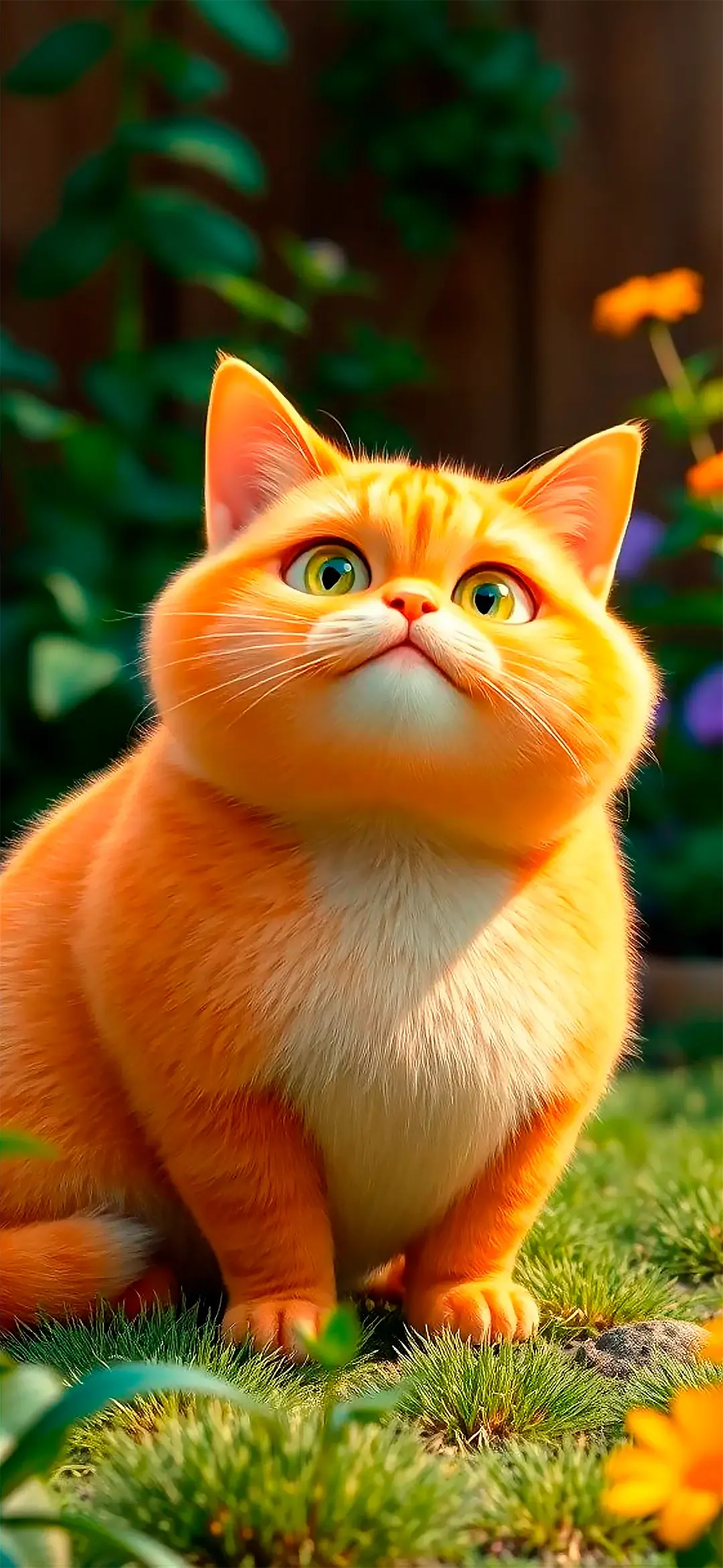 Orange cartoon cat style wallpaper for Iphone