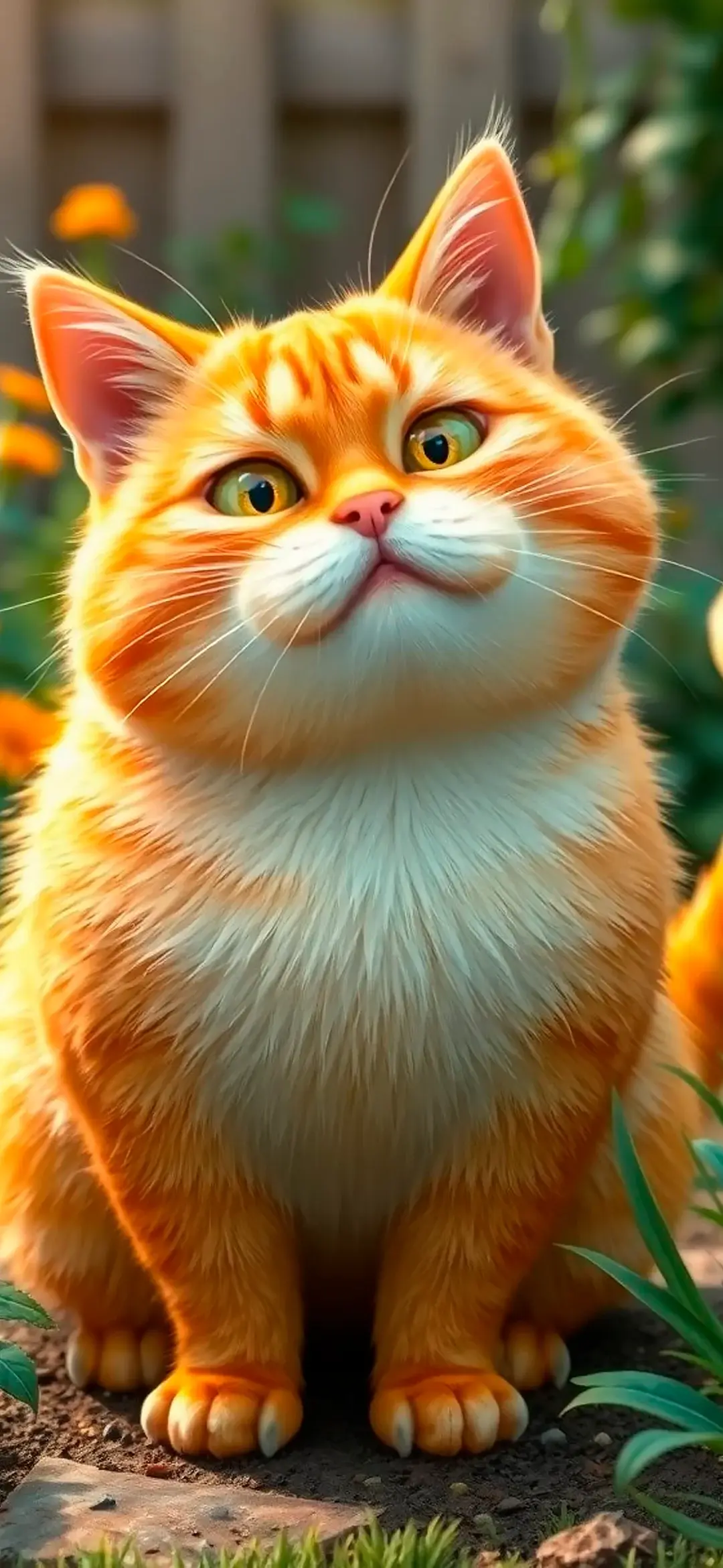Orange fat cat style cartoon wallpaper