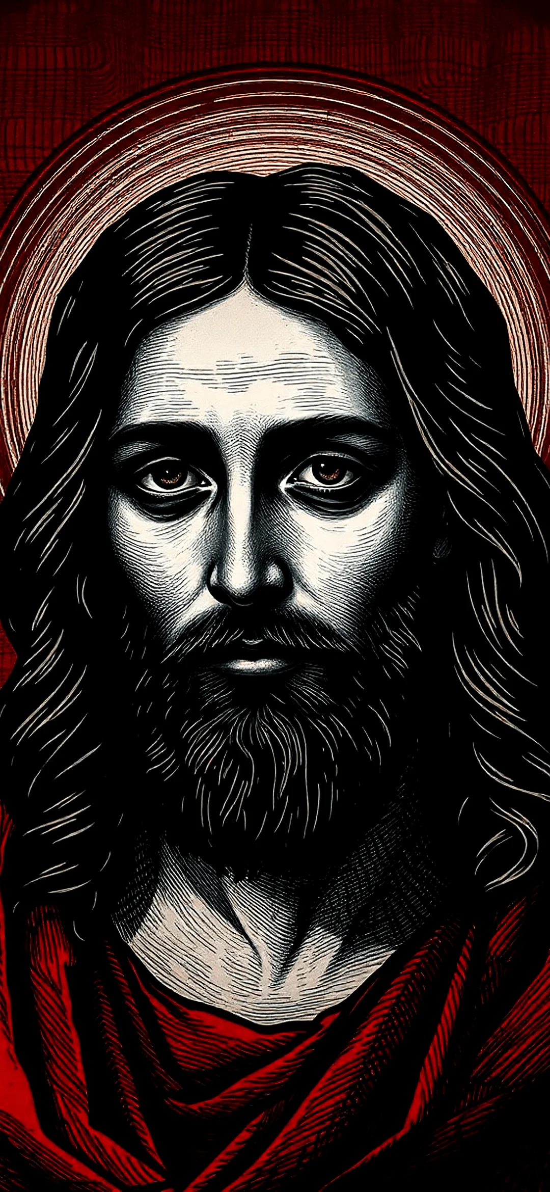 Portrait Jesus with red background