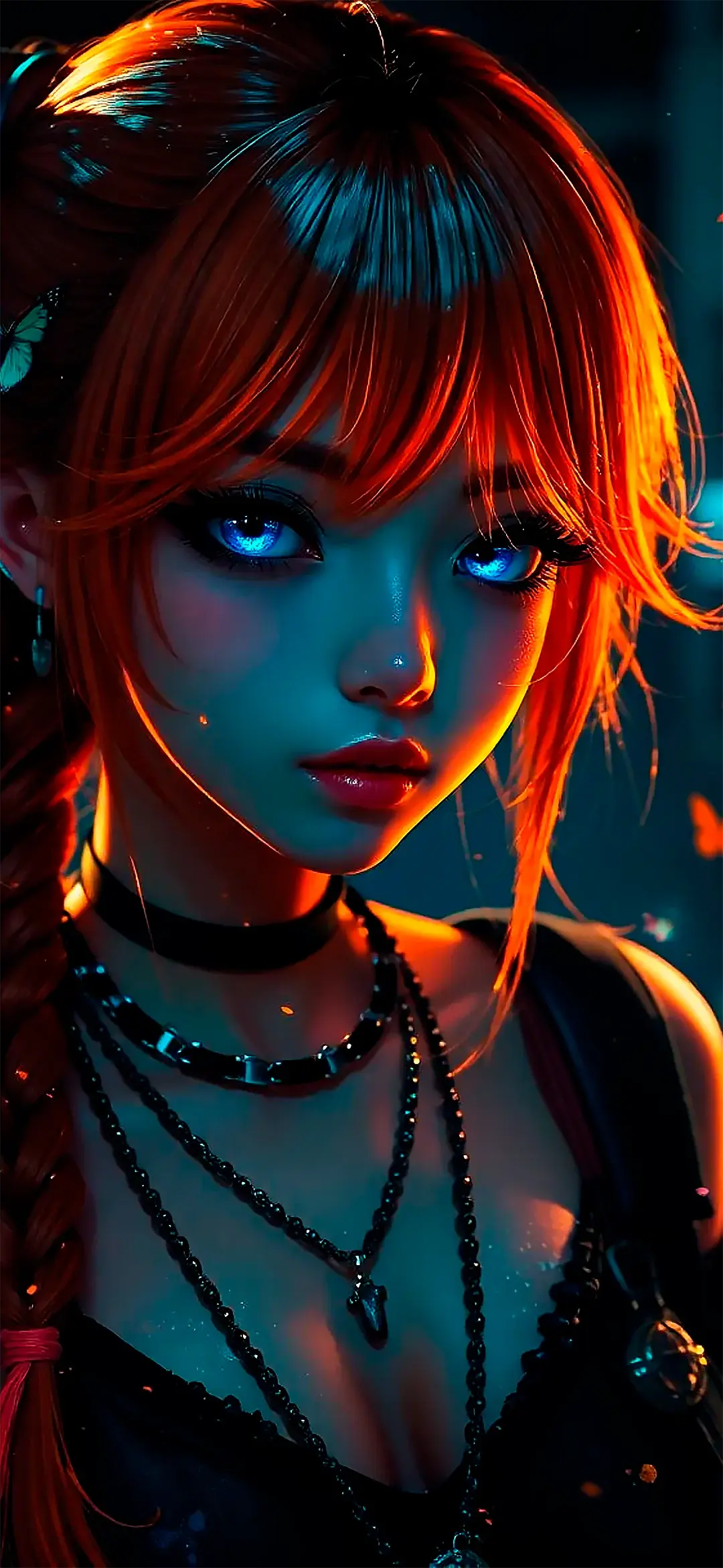 Portrait anime girl with orange hair wallpaper