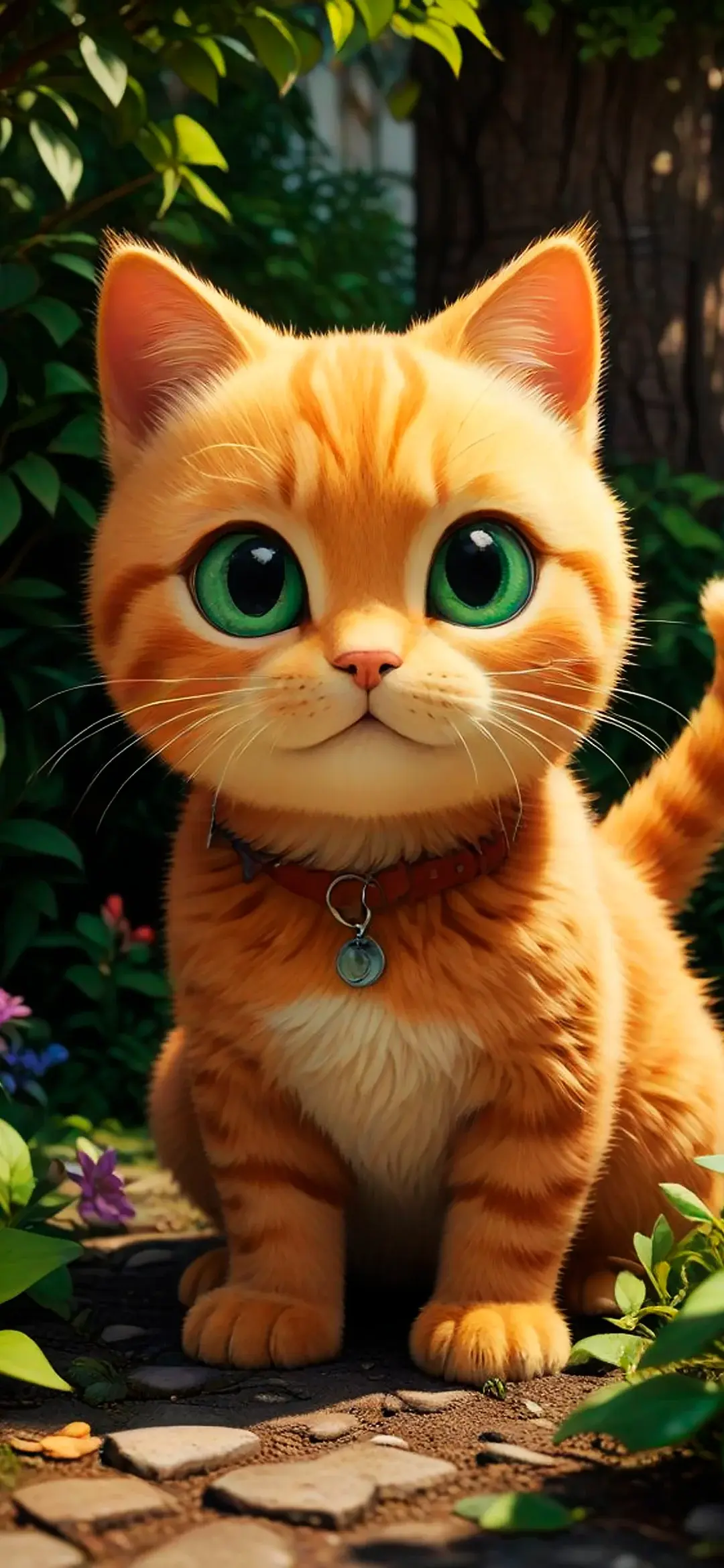 Red cat pixar style wallpaper for phone