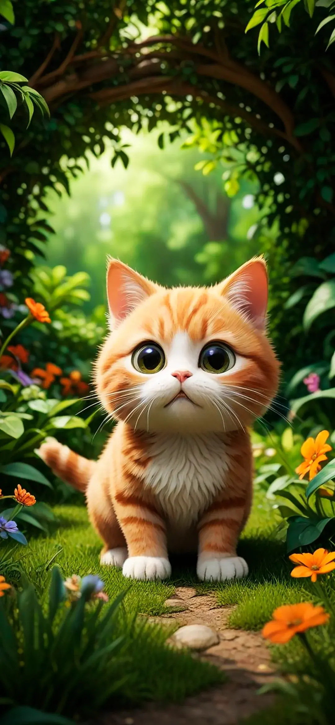 Red small cat pixar style wallpaper for Xiaomi