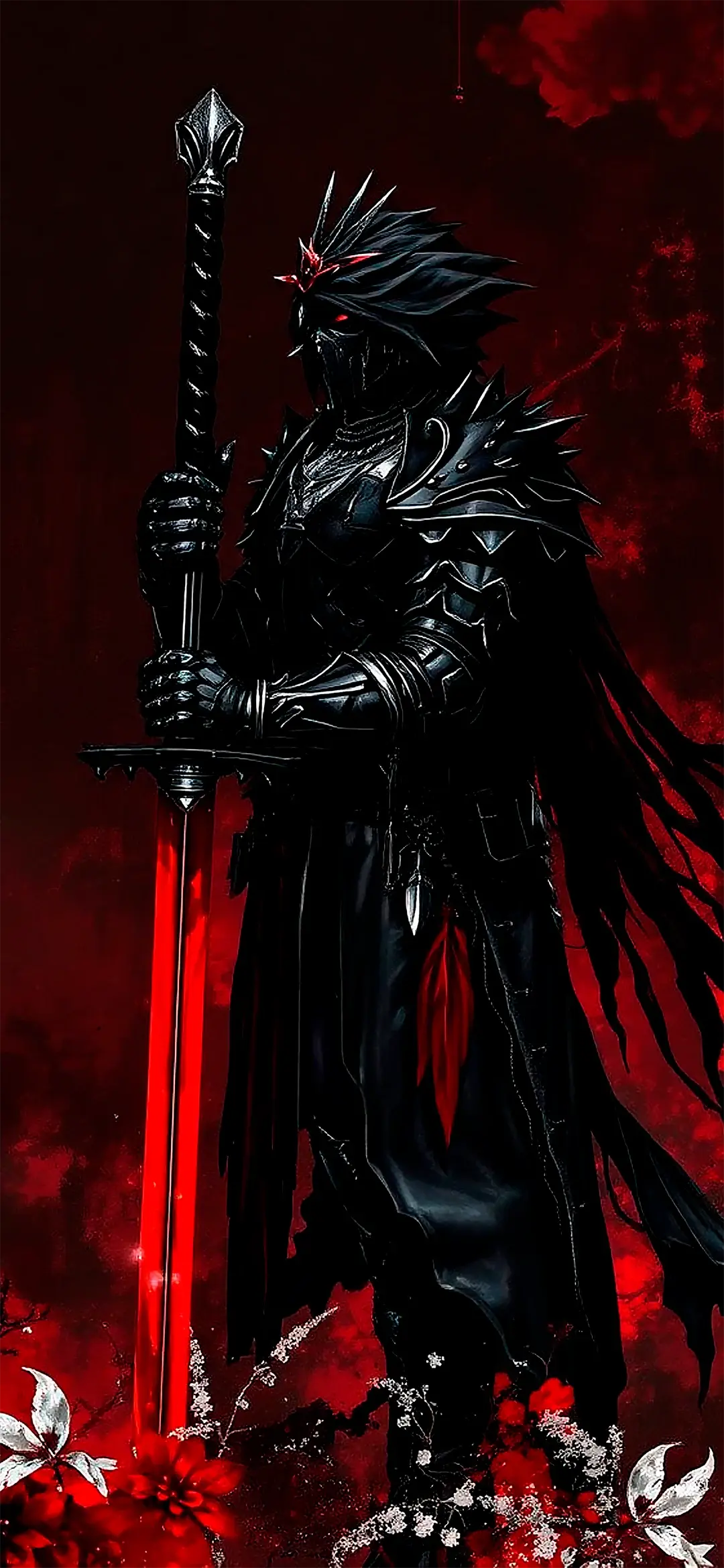 Red warrior with long sword wallpaper