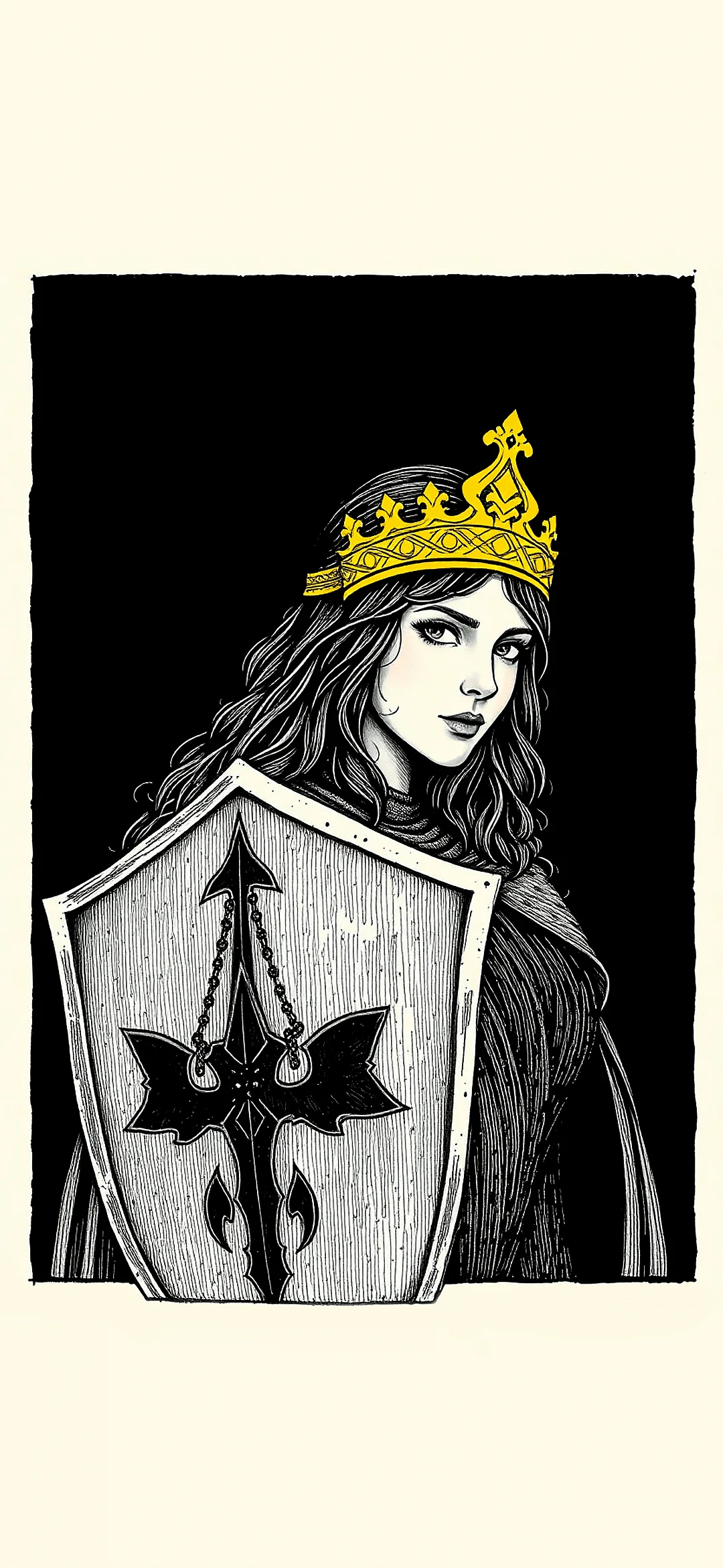 Woman knight with shield wallpaper