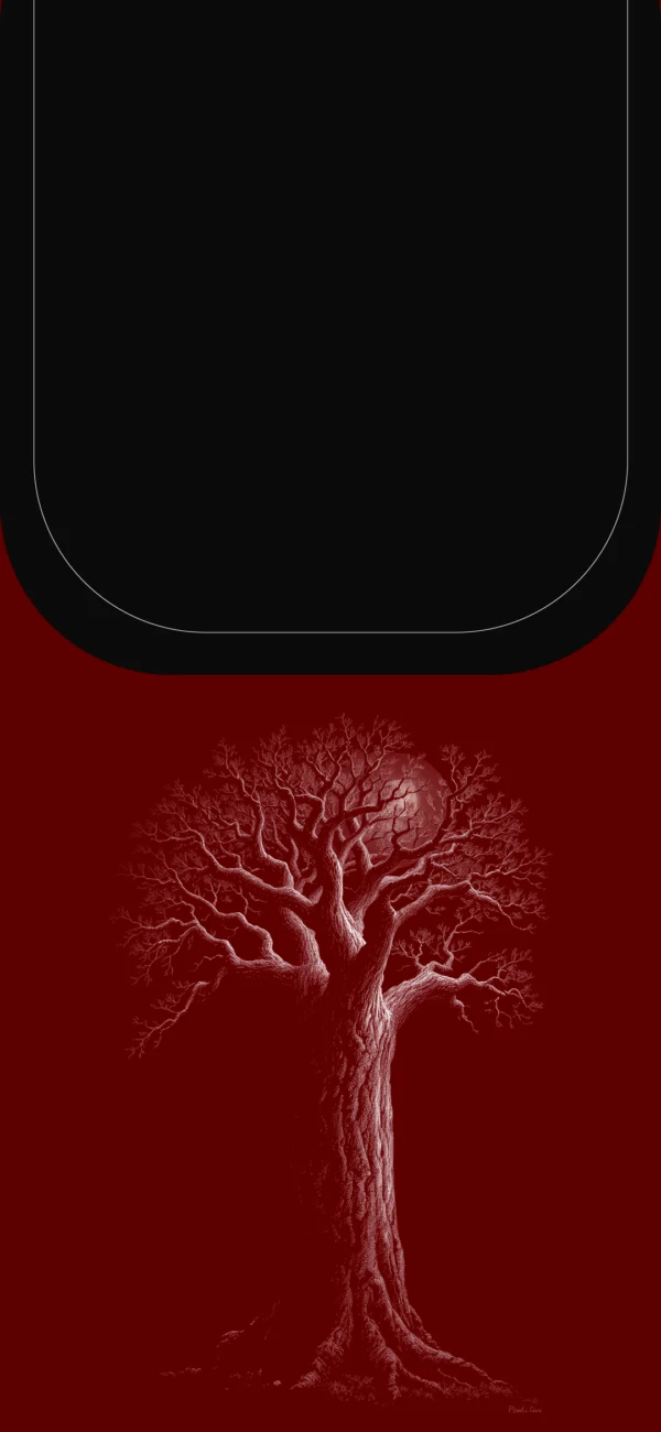 Gothic Red Tree Moon Wallpaper