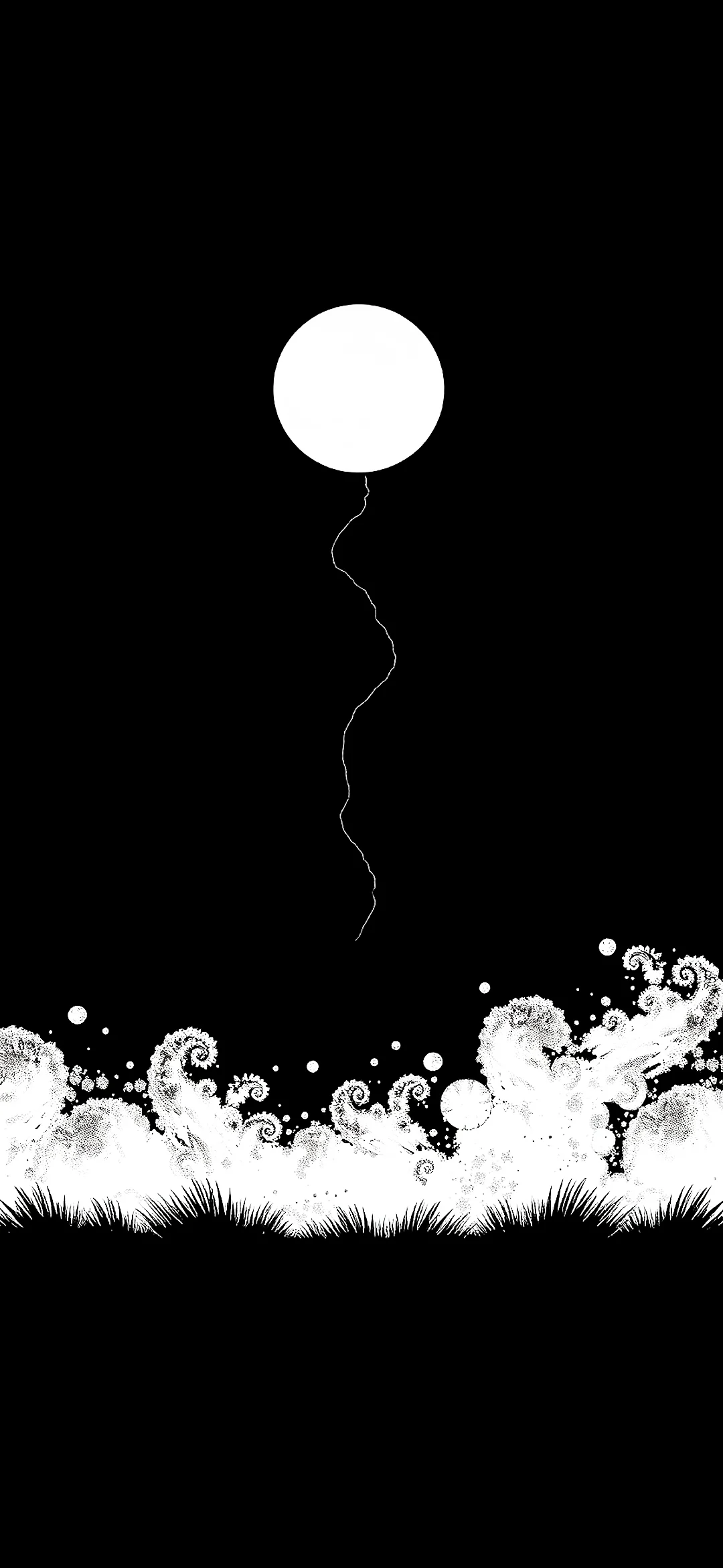 4K Black illustration moon with nature 2340x1080