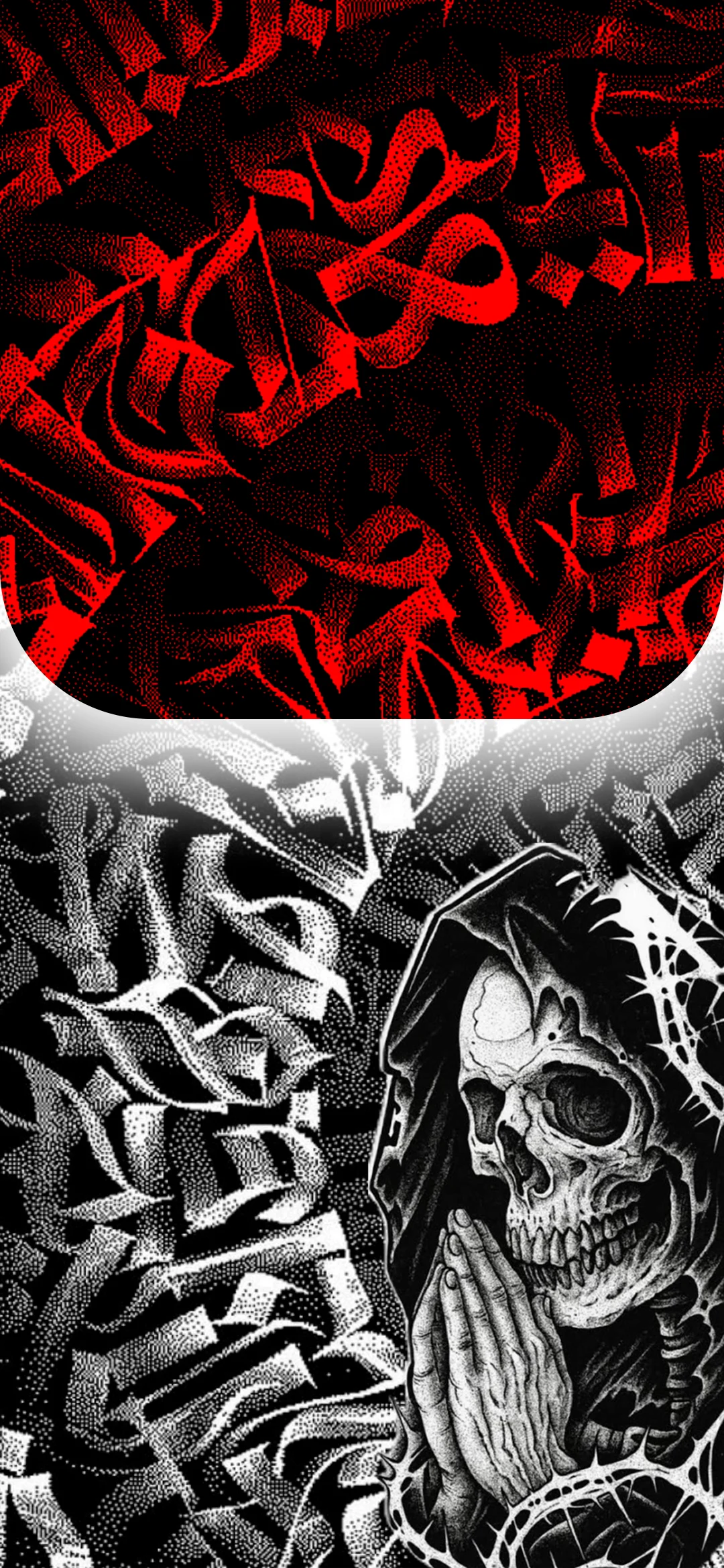 4K White skull red square wallpaper 2340x1080