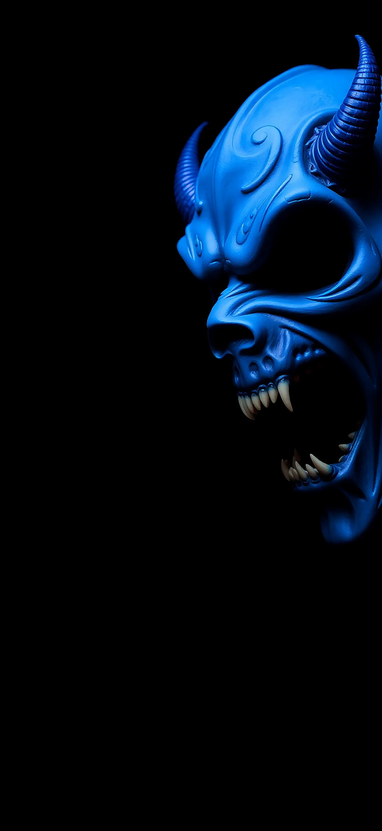 4K Blue Oni Demon Mask Wallpaper UHD 2340x1080