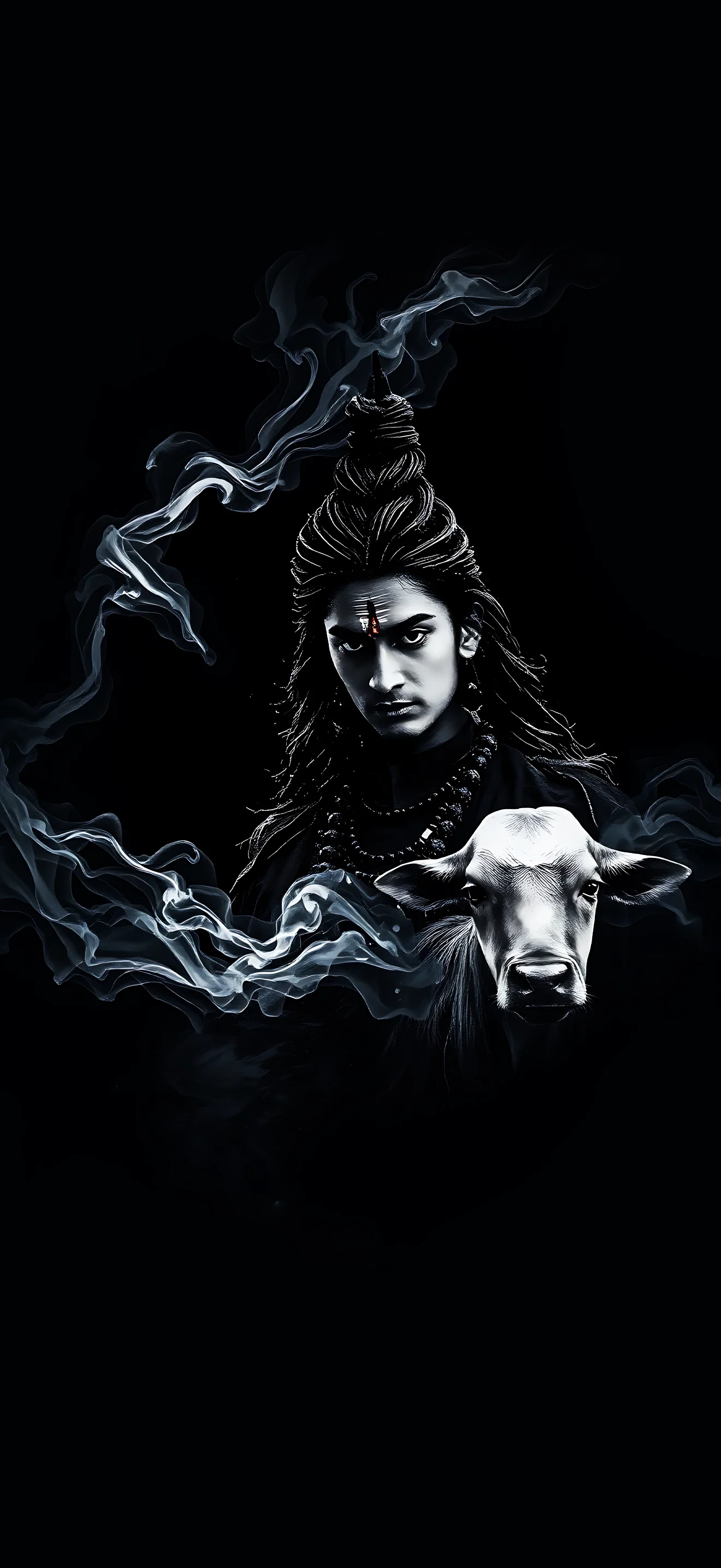 4K Lord Shiva with Nandi Dark Wallpaper 2340x1080