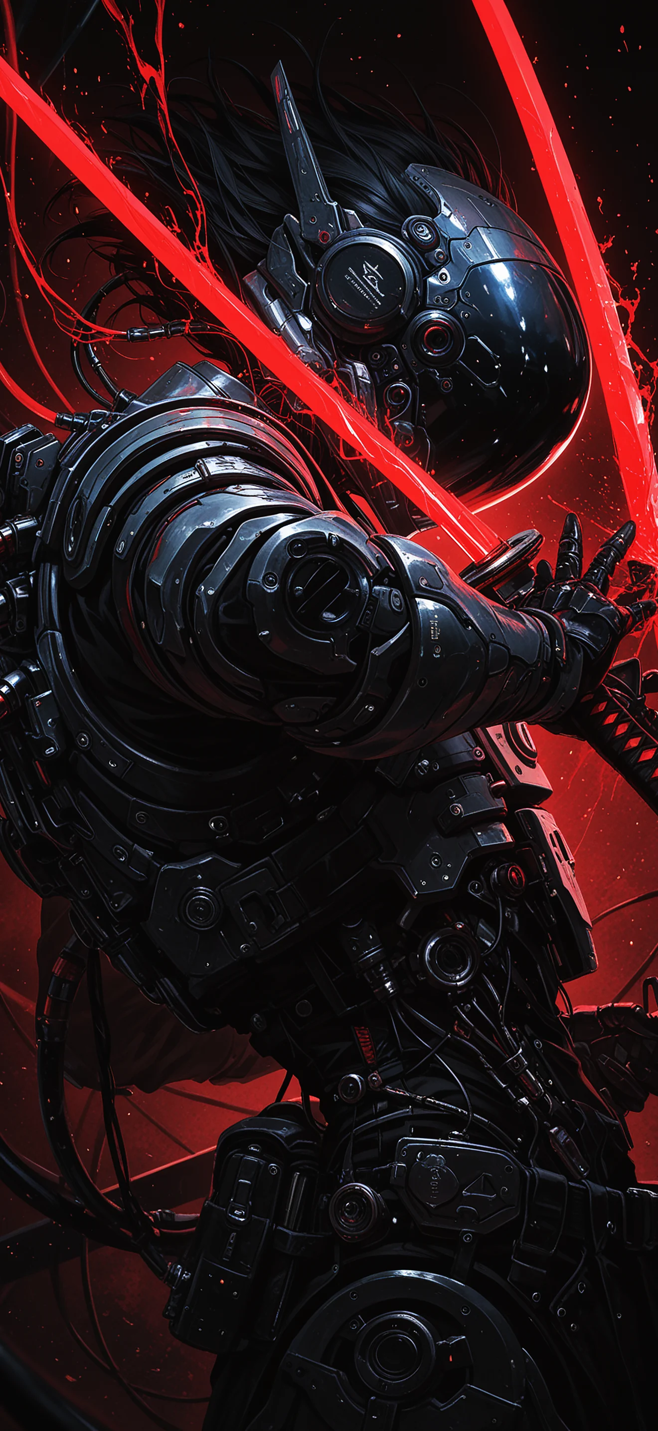 4K Cyberpunk Cyborg Samurai Wallpaper 2340x1080