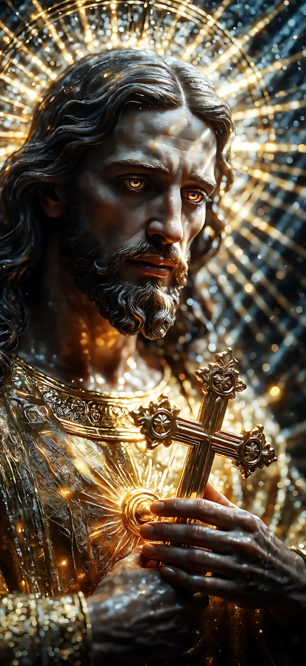 Jesus Christ Holding the Holy Cross Wallpaper