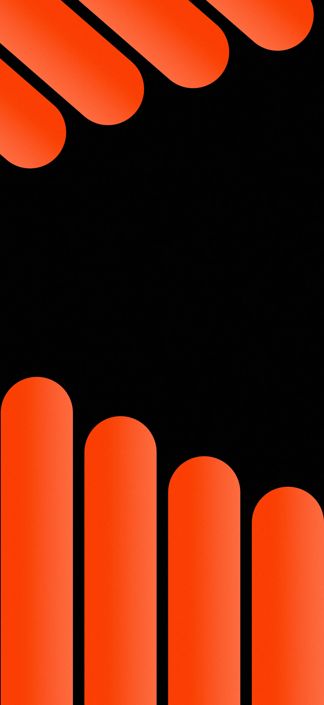 4K Orange Red Bold Pill Shapes Wallpaper 2340x1080