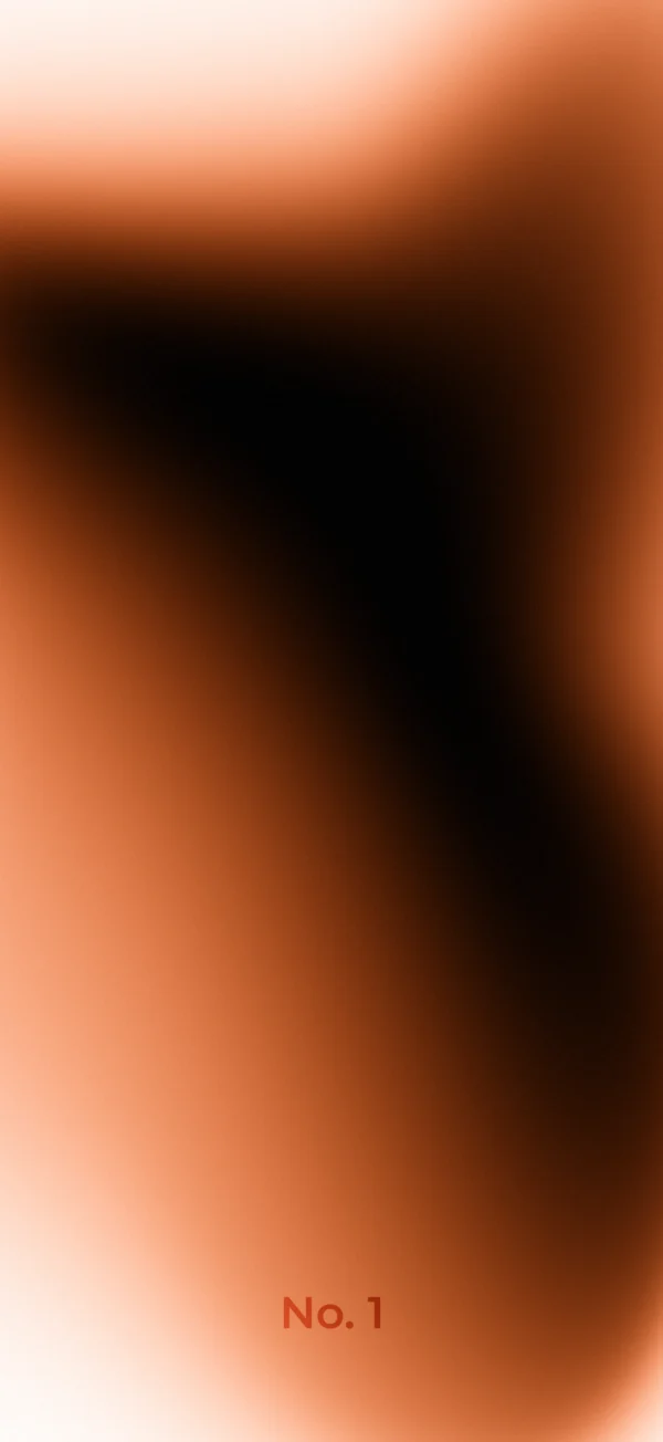 Abstract warm gradient wallpaper with soft orange and peach tones blending into a dark central swirl, labeled No. 1